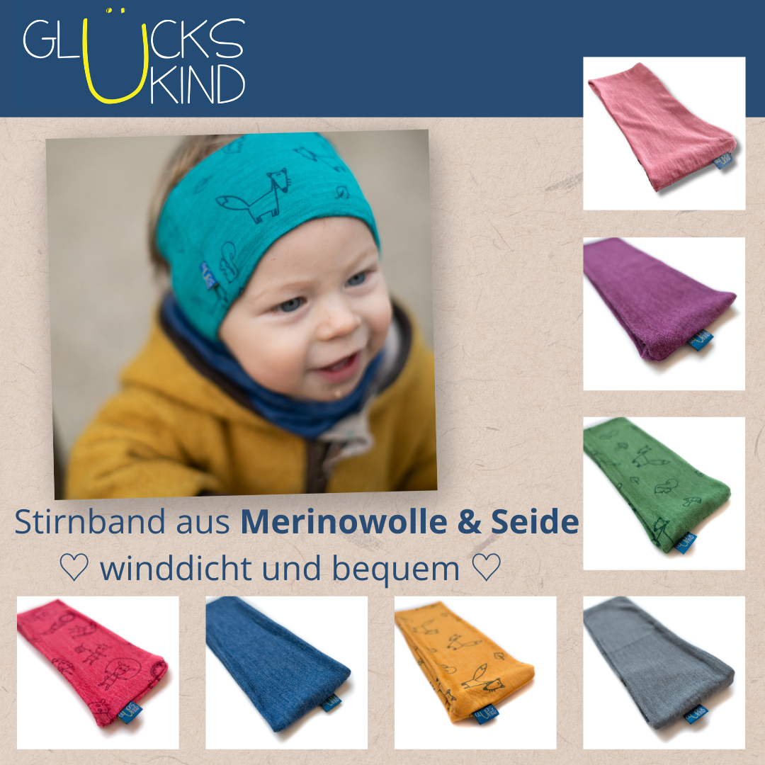 Kinder-Stirnband rosé, Merinowolle & Seide (bio/GOTS)
