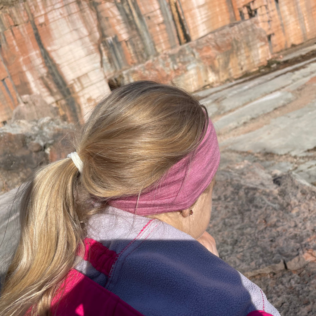 Headband rosé, merino wool &amp; silk (organic/GOTS)