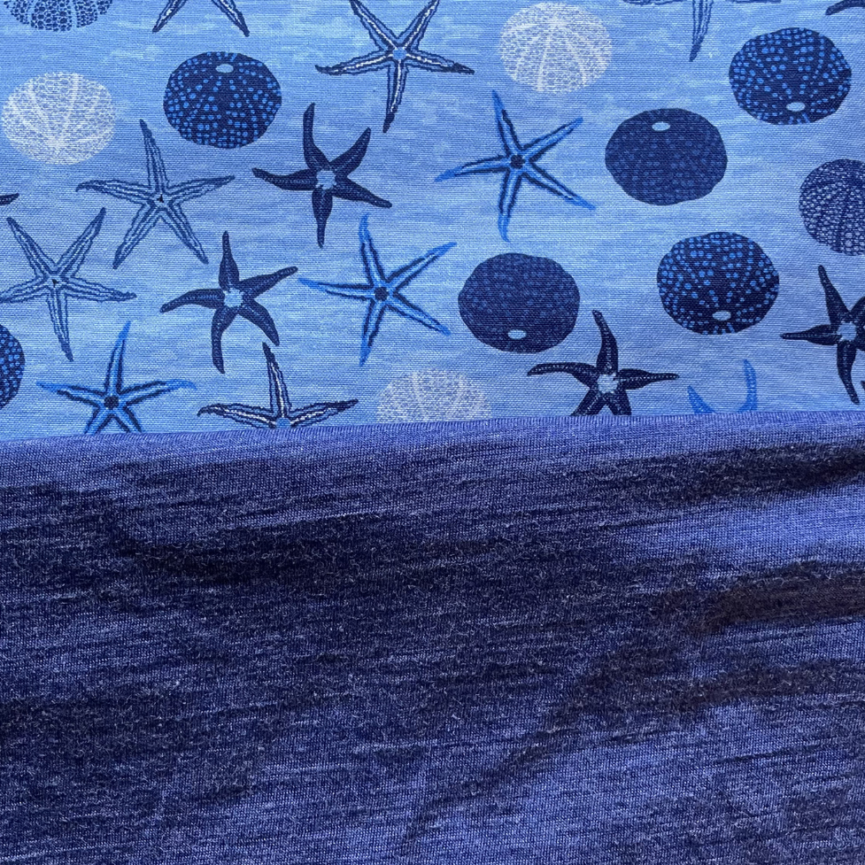 Glückskind Sommerkappe royal blau Seestern limited edition, Merinowolle & Seide (bio/GOTS)