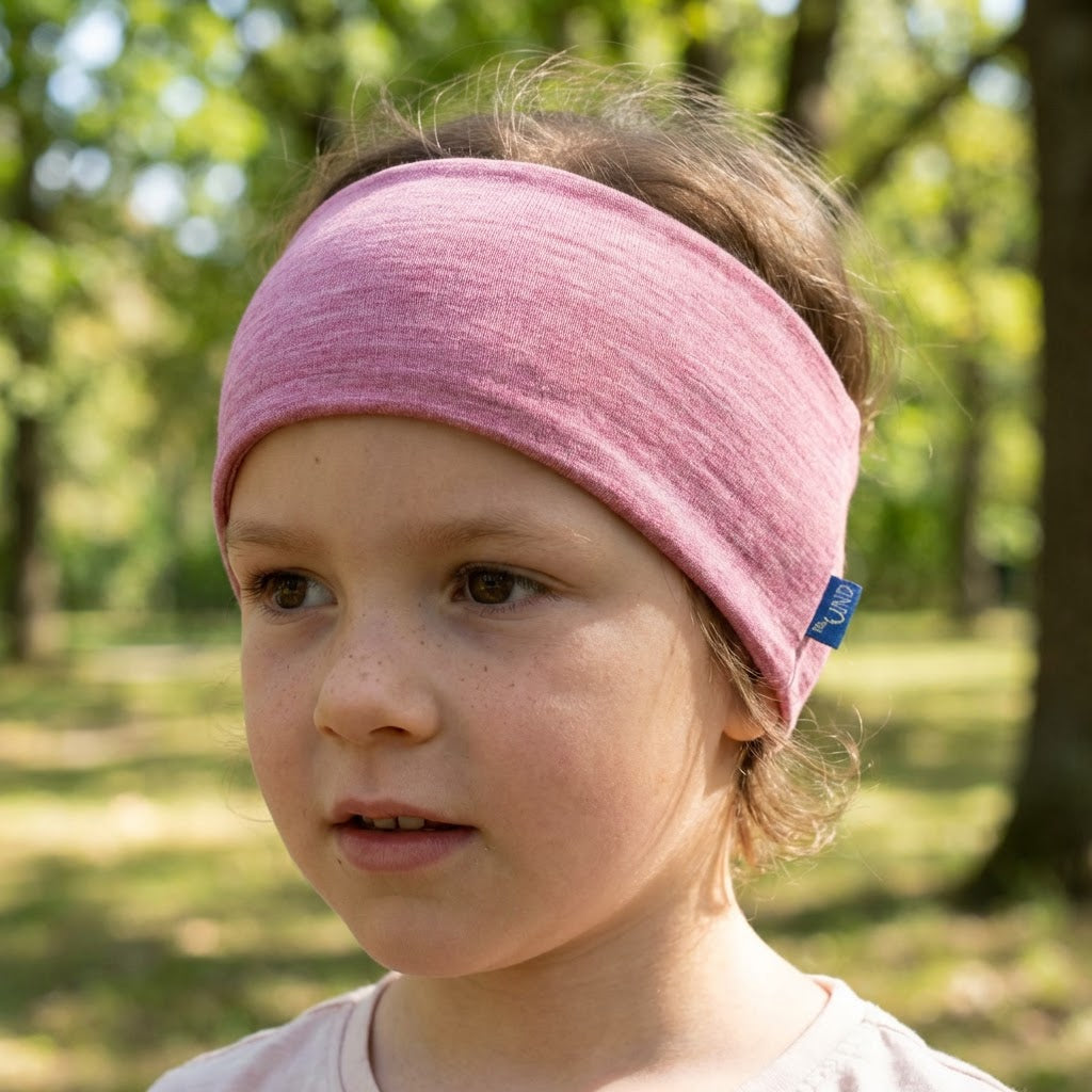 Kinder-Stirnband rosé, Merinowolle & Seide (bio/GOTS)
