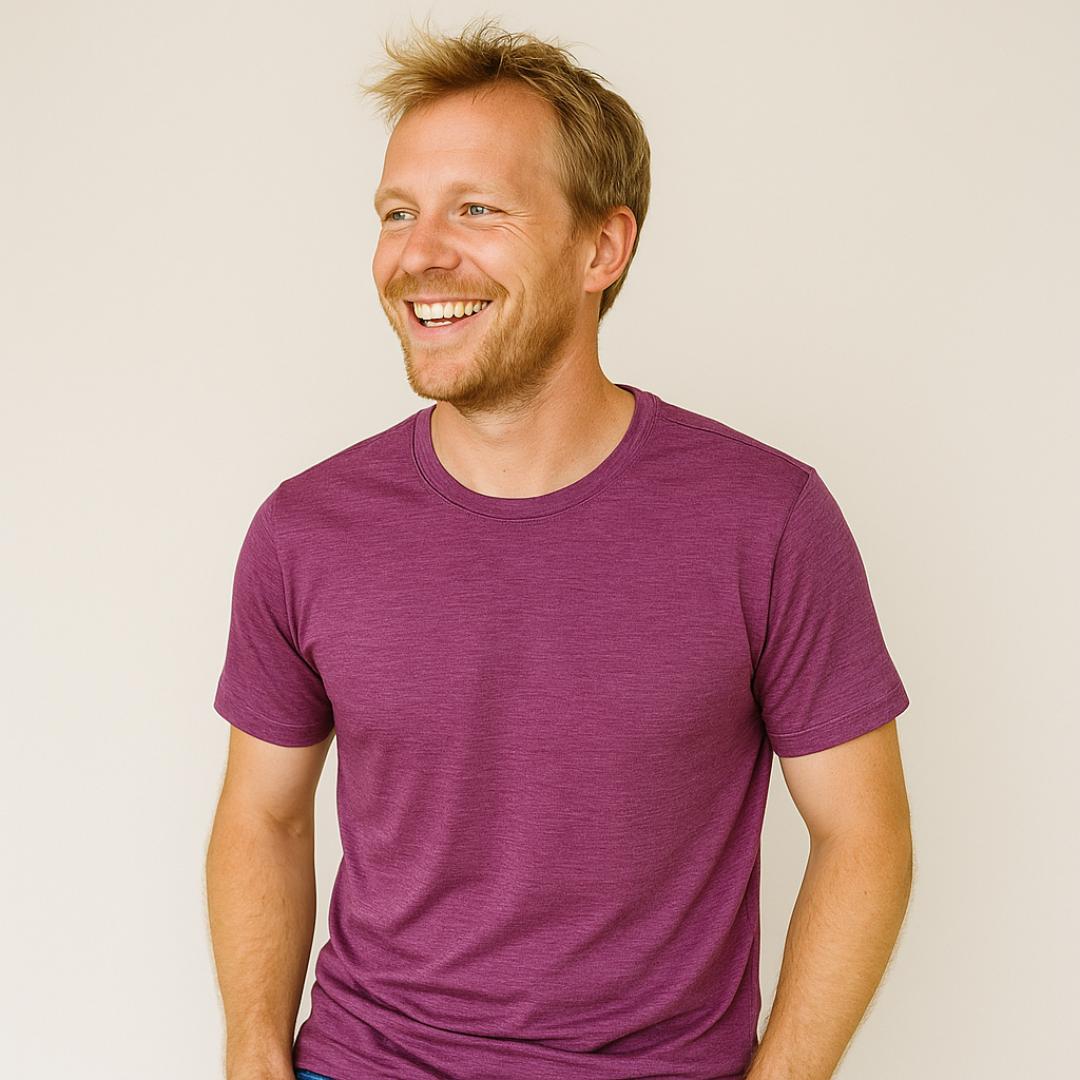 T-shirt men's rock grey, merino wool &amp; silk (organic/GOTS)