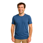 T-Shirt Herren royal blau, Merinowolle & Seide