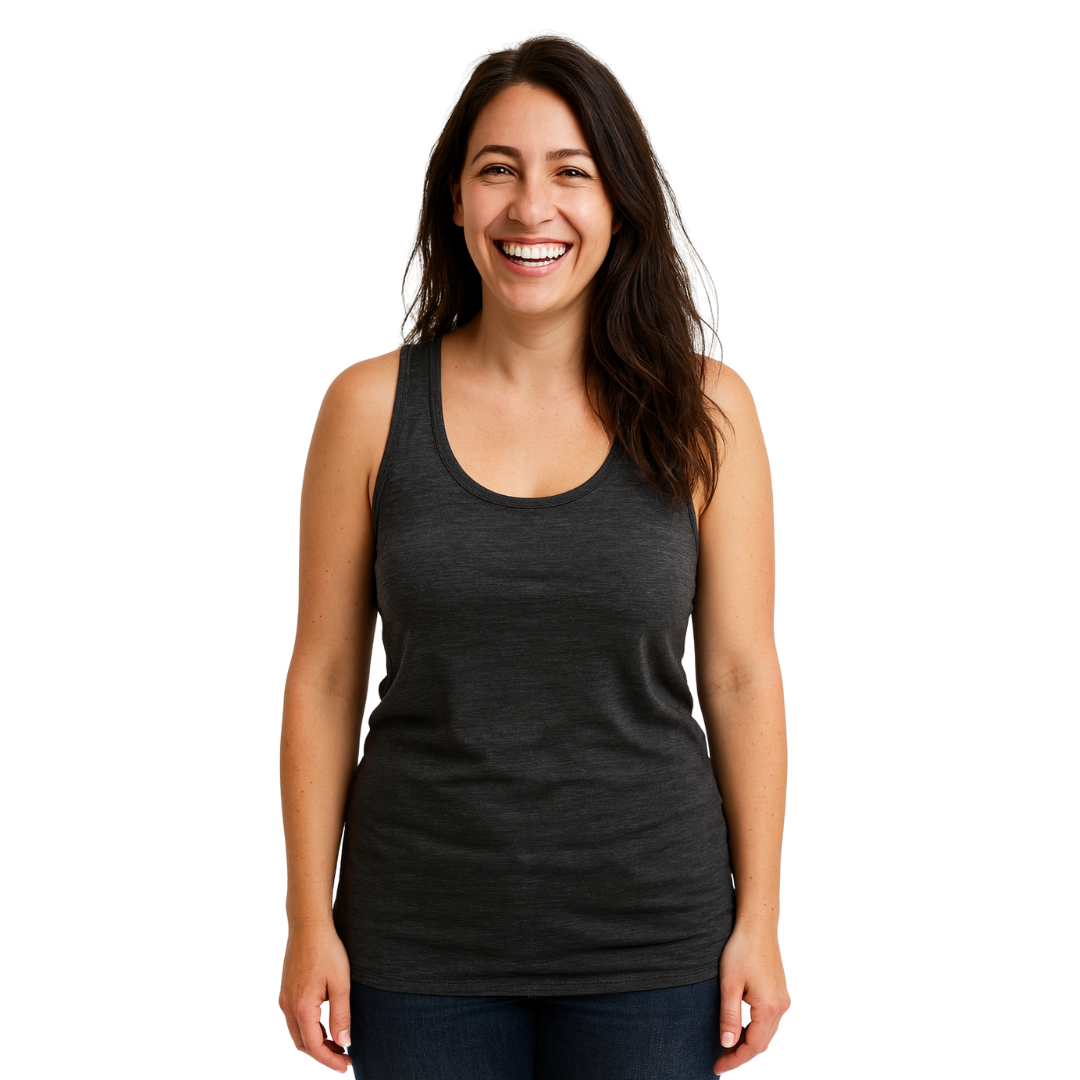 Women's tank top anthracite, merino wool &amp; Tencel (organic/Bluesign)