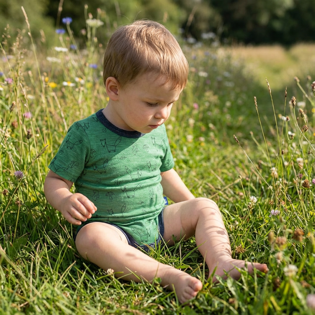 Body waldgrün Fuchs kurzarm, Merinowolle & Seide (bio/GOTS)
