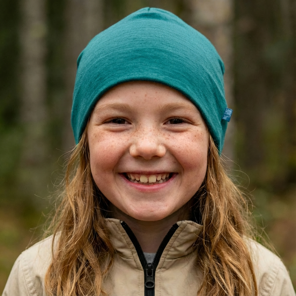 Haube smaragd, Merinowolle & Seide (bio/GOTS)