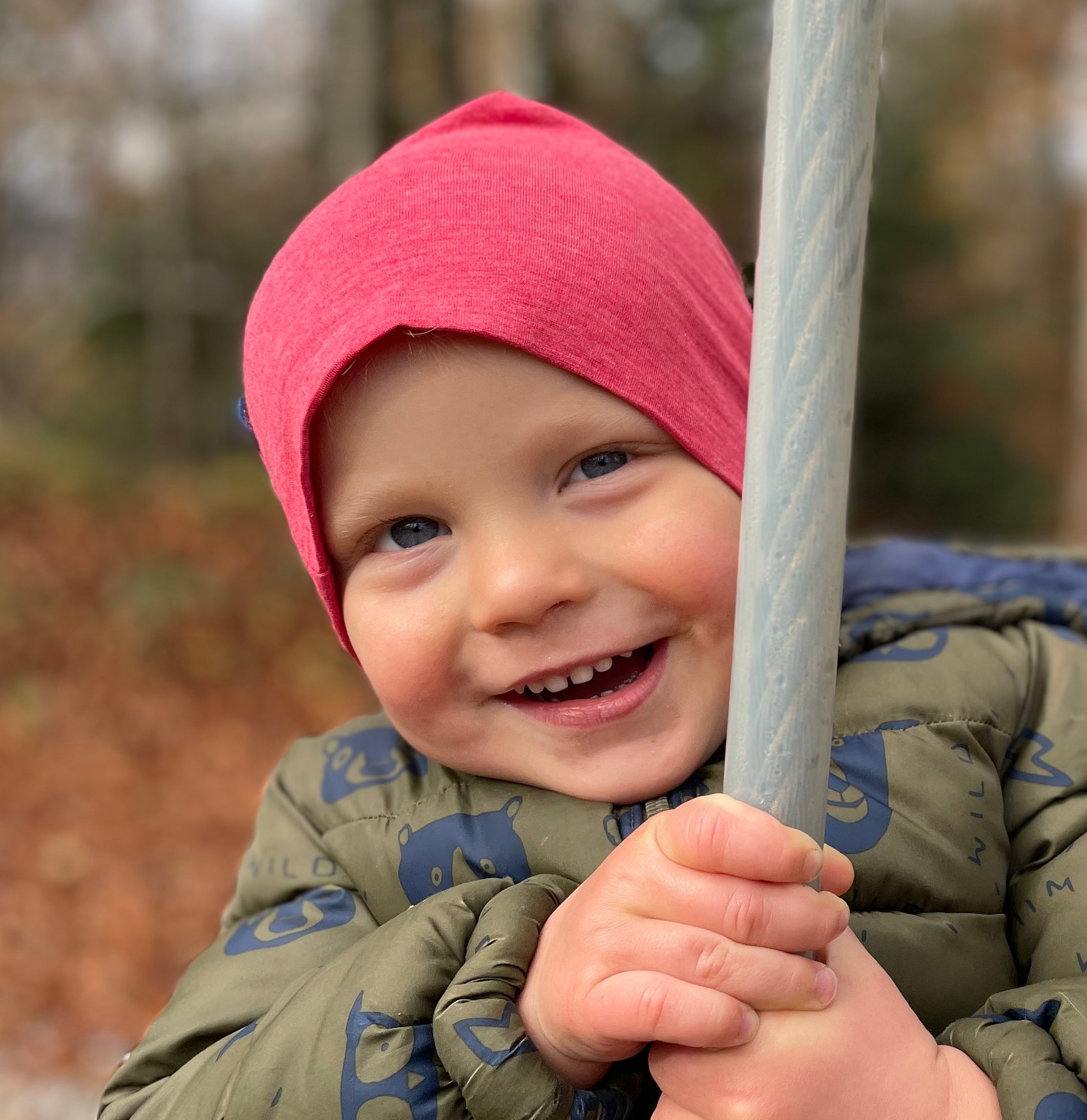 Haube himbeere uni, Merinowolle & Seide (bio/GOTS)