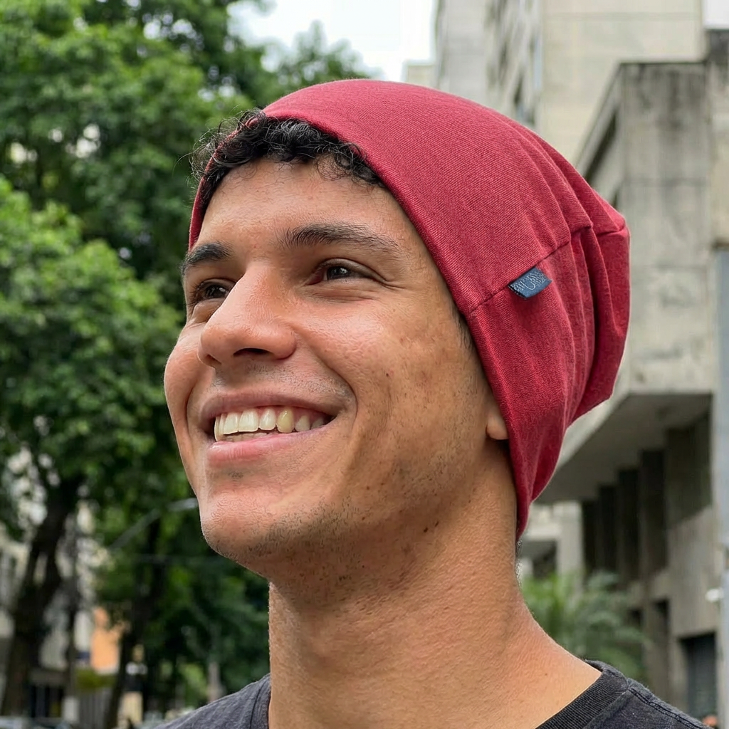 Haube Damen/Herren himbeere, Merinowolle & Seide (bio/GOTS)