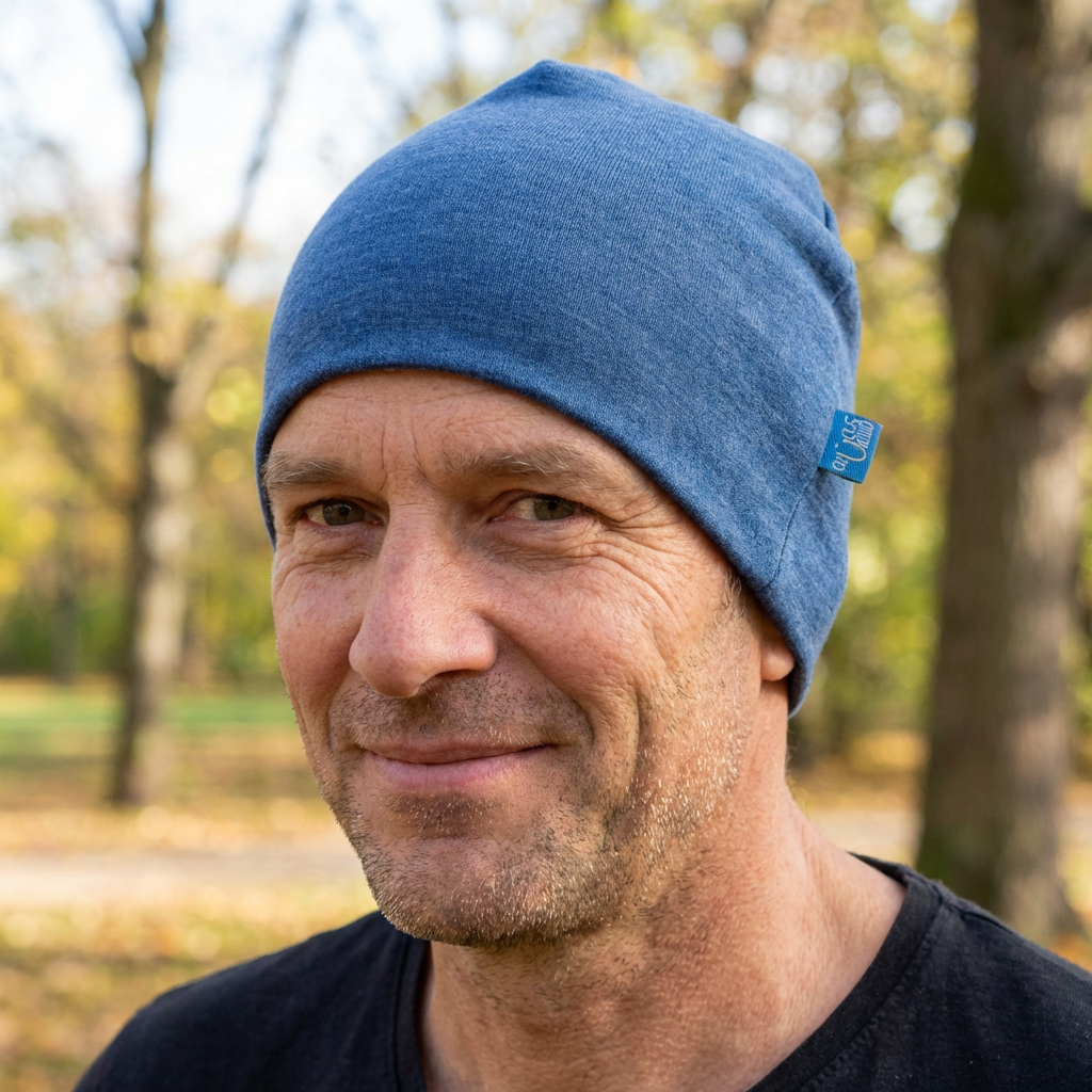 Haube Damen/Herren royal blau, Merinowolle & Seide (bio/GOTS)