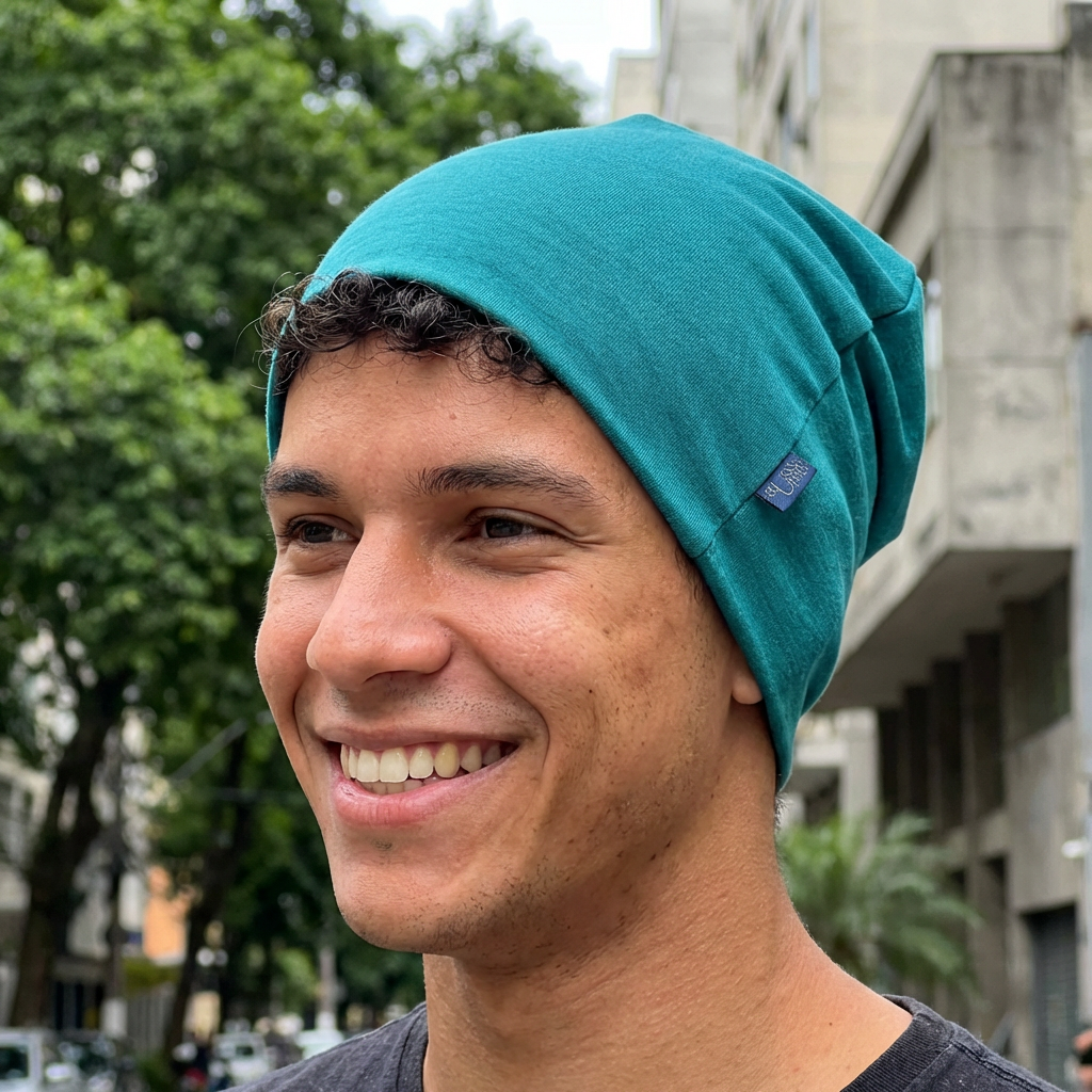 Haube Damen/Herren smaragd, Merinowolle & Seide (bio/GOTS)