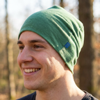 Haube Damen/Herren waldgrün, Merinowolle & Seide (bio/GOTS)