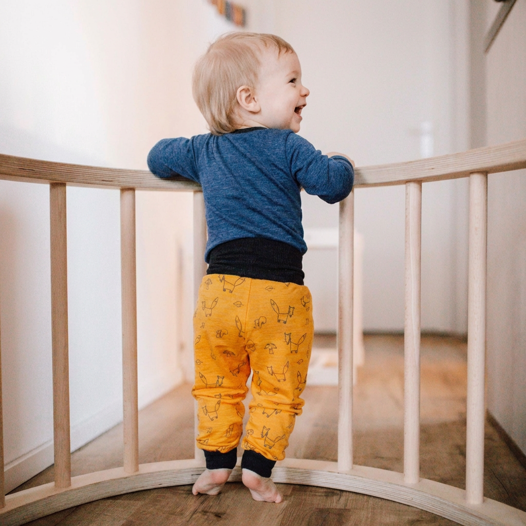 Hose sonnengelb Fuchs, Merinowolle & Seide (bio/GOTS)