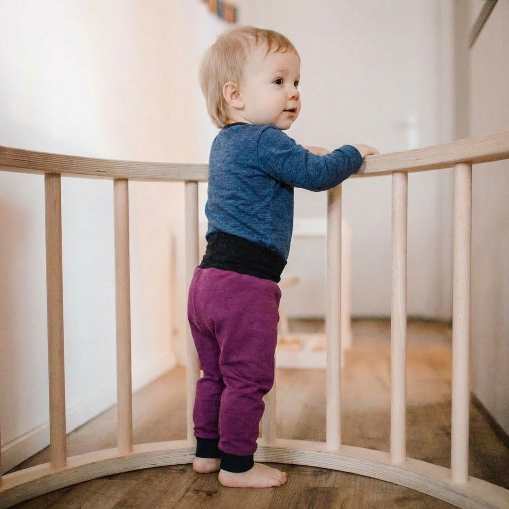 Hose zwetschke, Merinowolle & Seide (bio/GOTS)