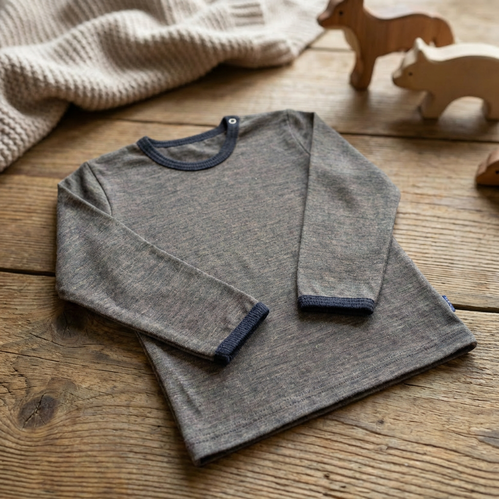 Shirt muskat braun, Merinowolle & Seide (bio/GOTS)