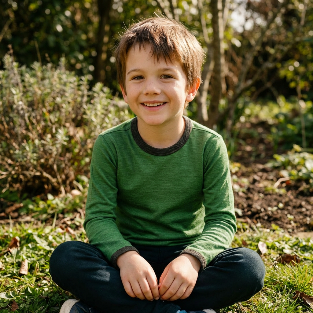 Shirt waldgrün uni, Merinowolle & Seide (bio/GOTS)