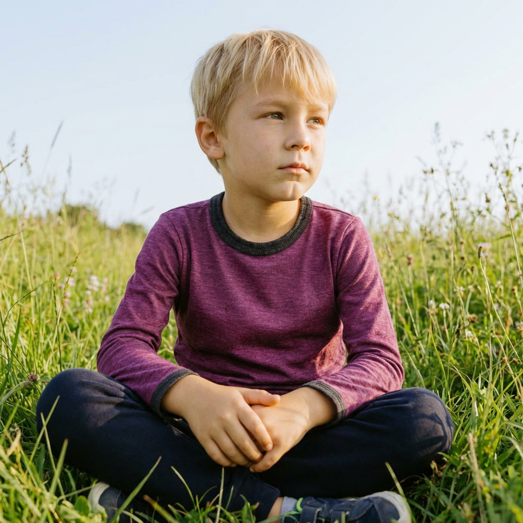 Shirt zwetschke uni, Merinowolle & Seide (bio/GOTS)