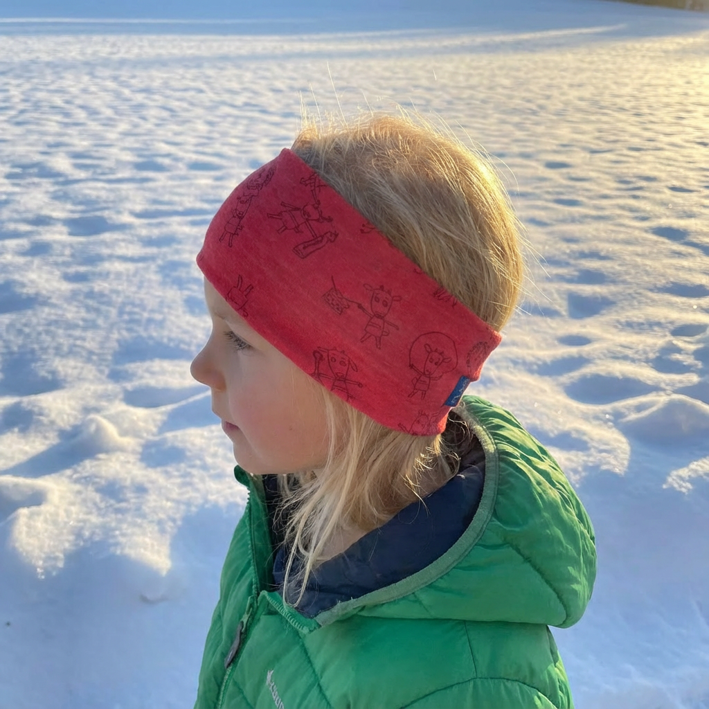 Kinder-Stirnband himbeere Geißlein, Merinowolle & Seide (bio/GOTS)