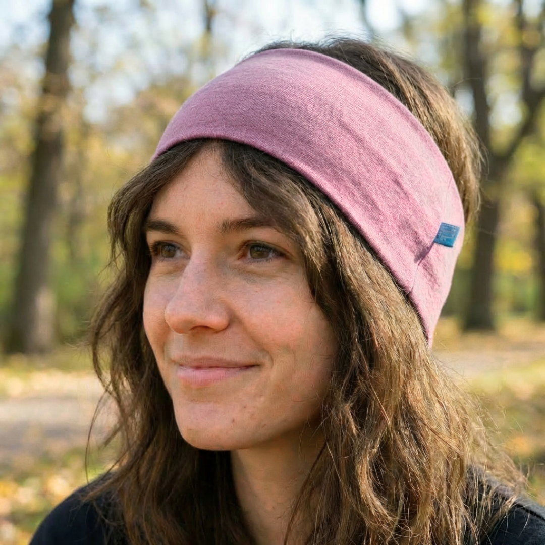 Stirnband rosé, Merinowolle & Seide (bio/GOTS)