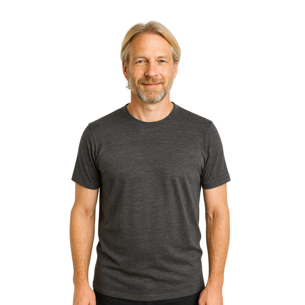 T-shirt men's anthracite, merino wool &amp; Tencel (organic, bluesign)