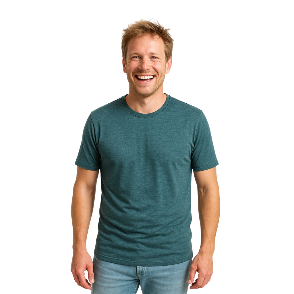 T-shirt men's slate, merino wool &amp; Tencel (organic, bluesign)