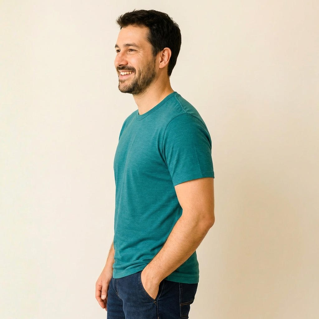 T-shirt men's rock grey, merino wool &amp; silk (organic/GOTS)