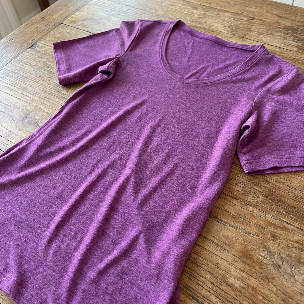 Damen T-Shirt zwetschke, Merinowolle & Seide (bio/GOTS)