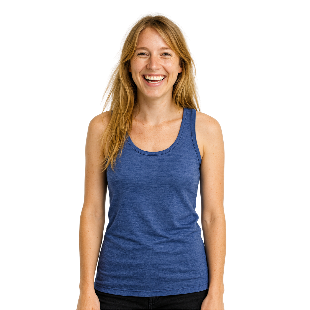 Women's tank top royal blue NEW, merino wool &amp; silk (organic/GOTS)