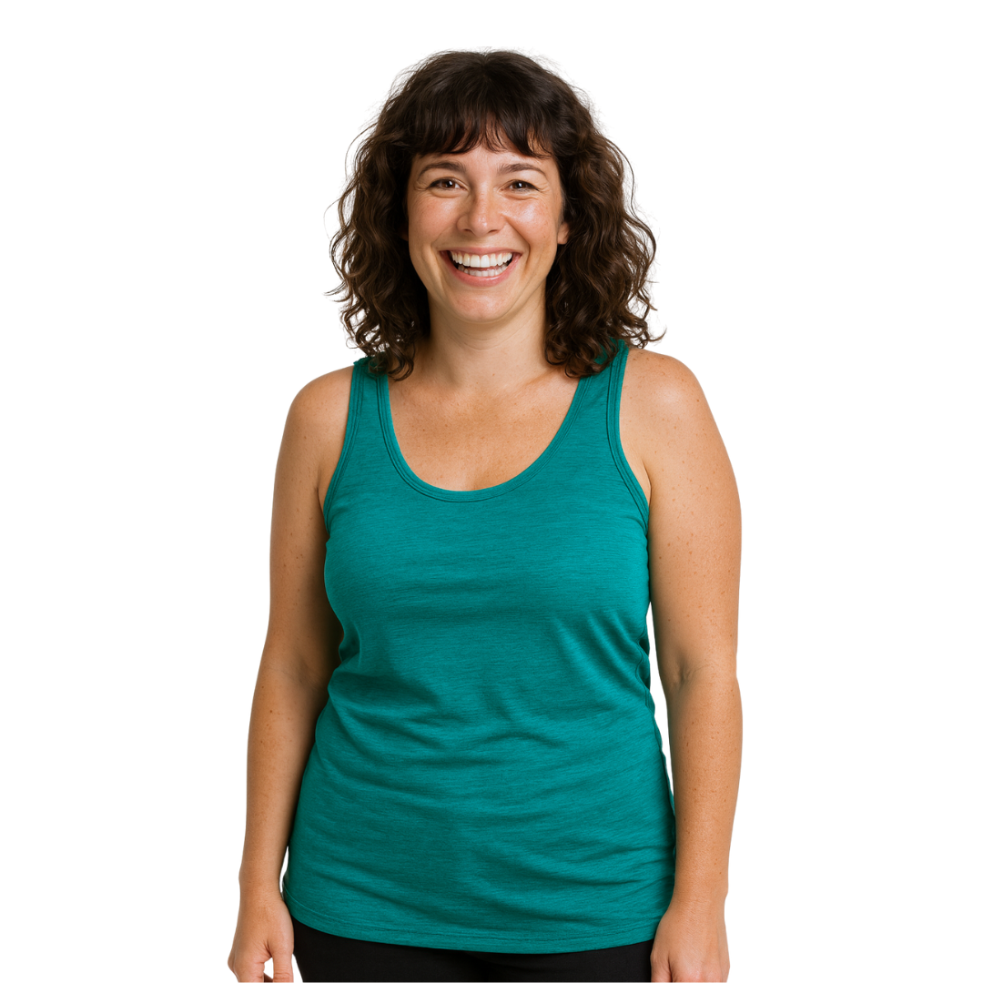 Women's tank top emerald, merino wool &amp; silk (organic/GOTS)