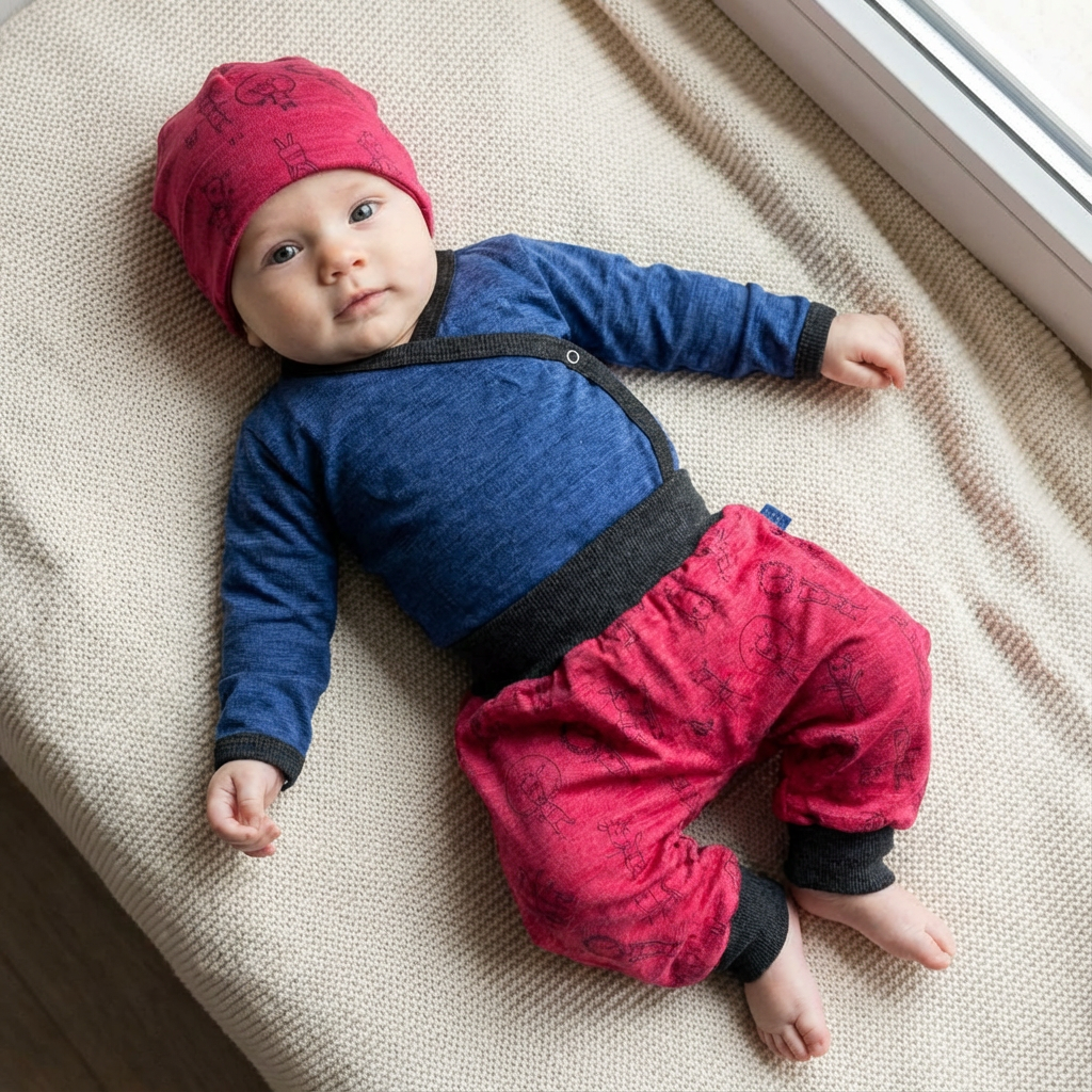 Wrap body royal blue, merino wool &amp; silk (organic/GOTS)