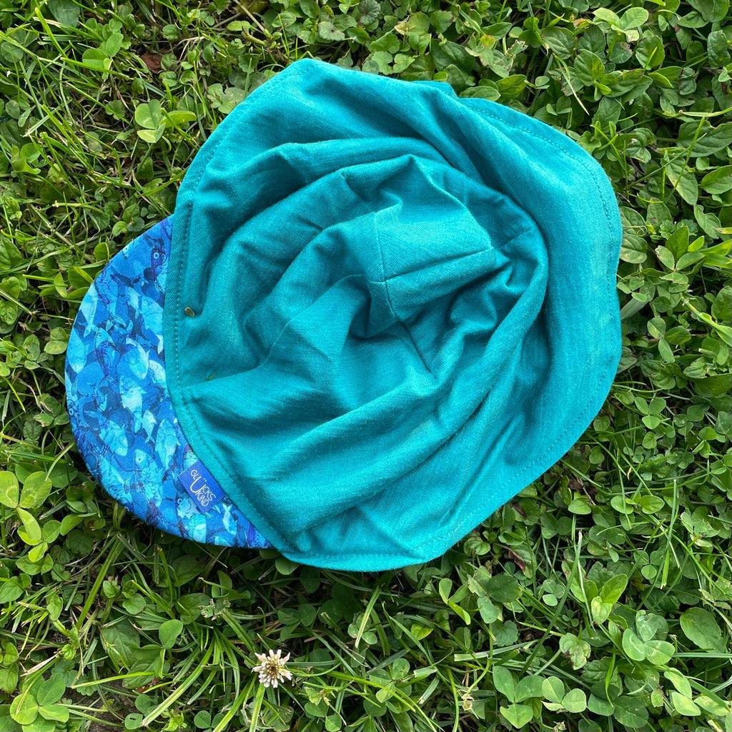 Sommerkappe smaragd Fisch limited edition, Merinowolle & Seide (bio/GOTS)