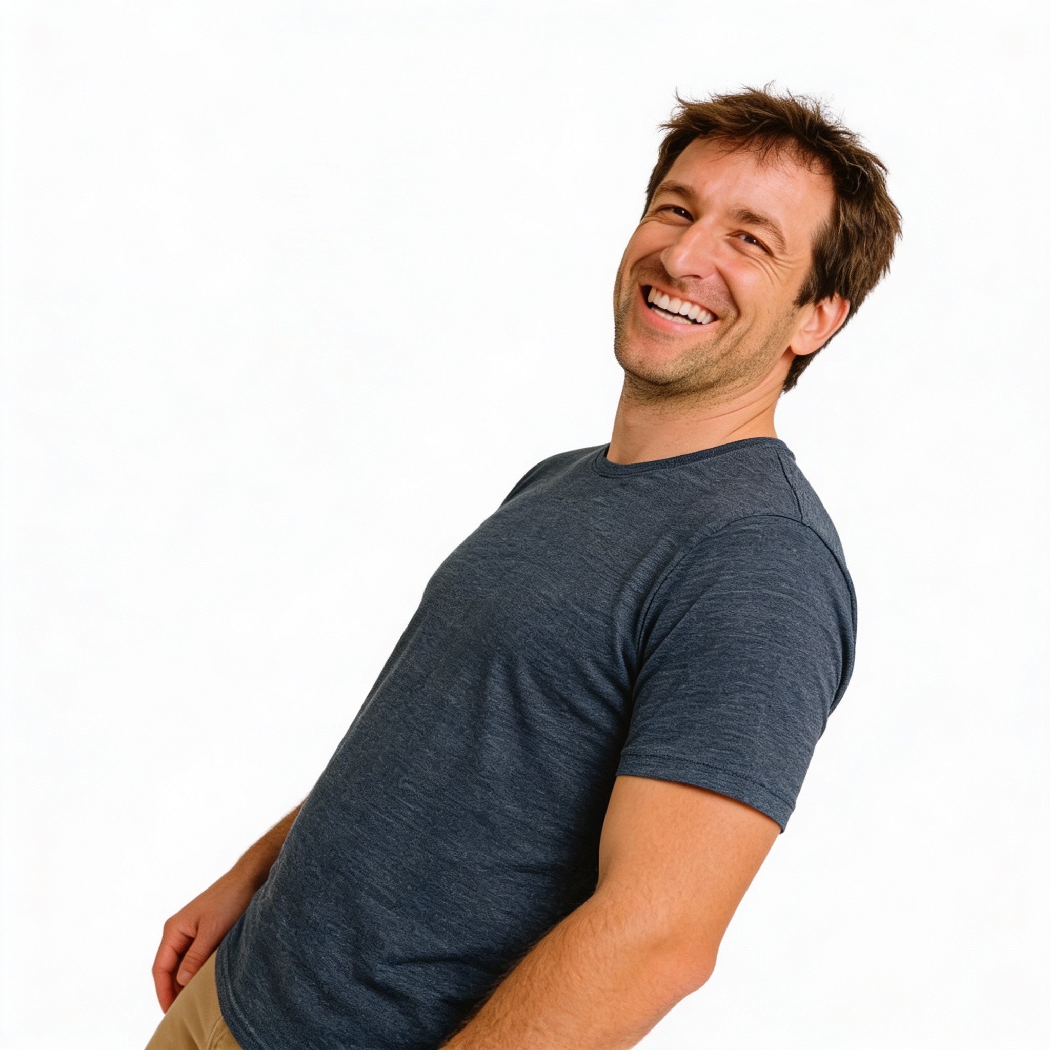 T-shirt men's royal blue, merino wool &amp; silk