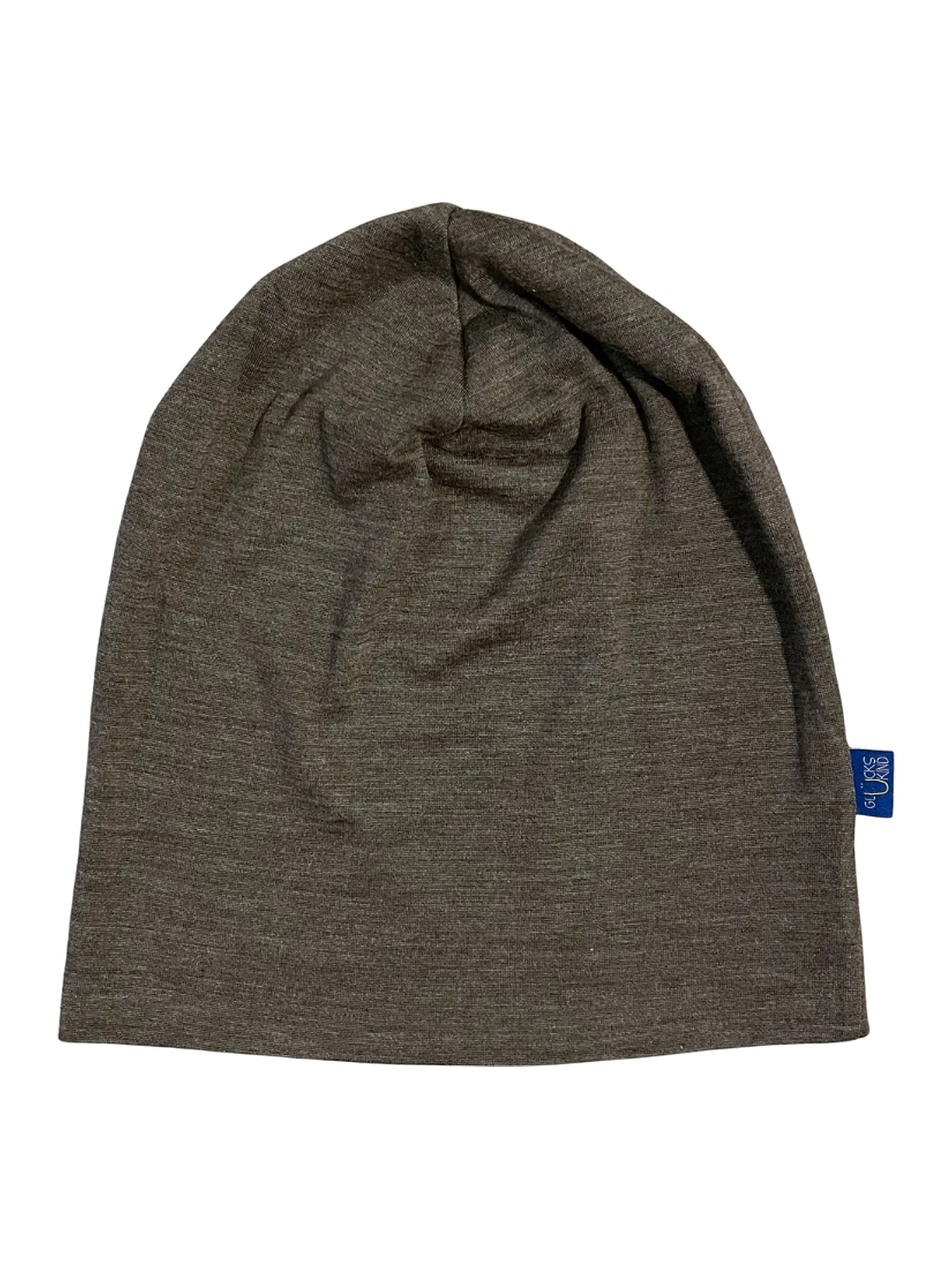 Glückskind Haube Damen/Herren muskat braun aus Merinowolle und Seide (bio/GOTS) - by heywool, Freisteller #ay