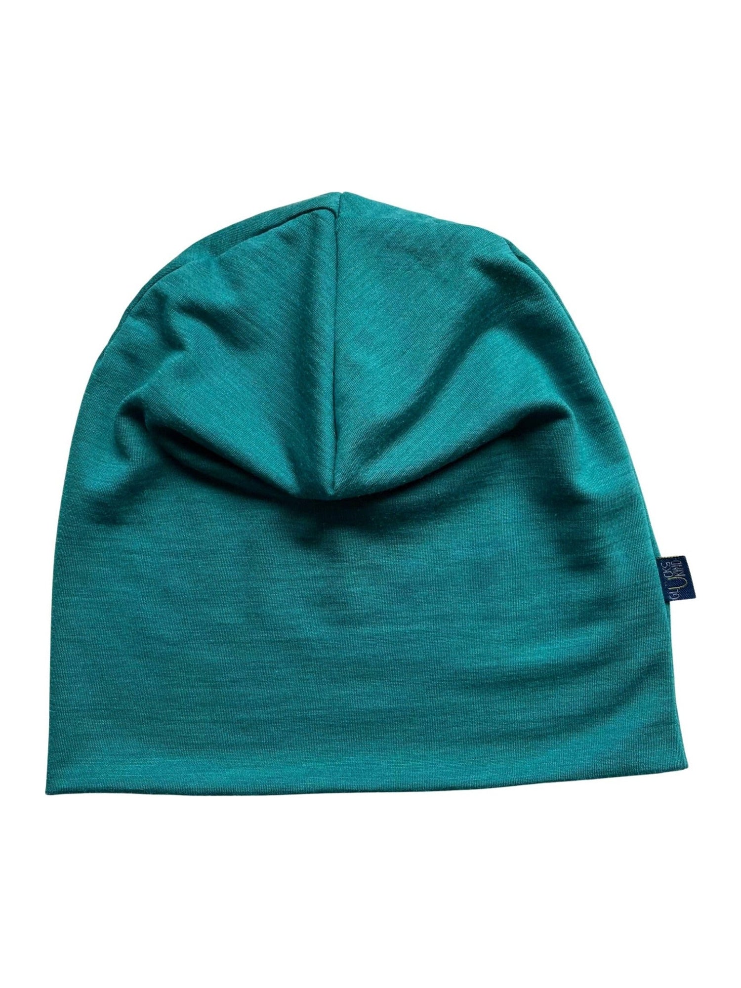 Glückskind Haube Damen/Herren smaragd aus Merinowolle und Seide (bio/GOTS) - by heywool, Freisteller #ay