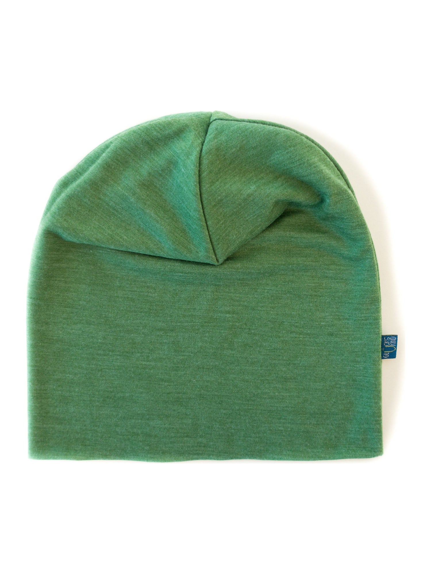 Glückskind Haube Damen/Herren waldgrün aus Merinowolle und Seide (bio/GOTS) - by heywool, Freisteller #ay