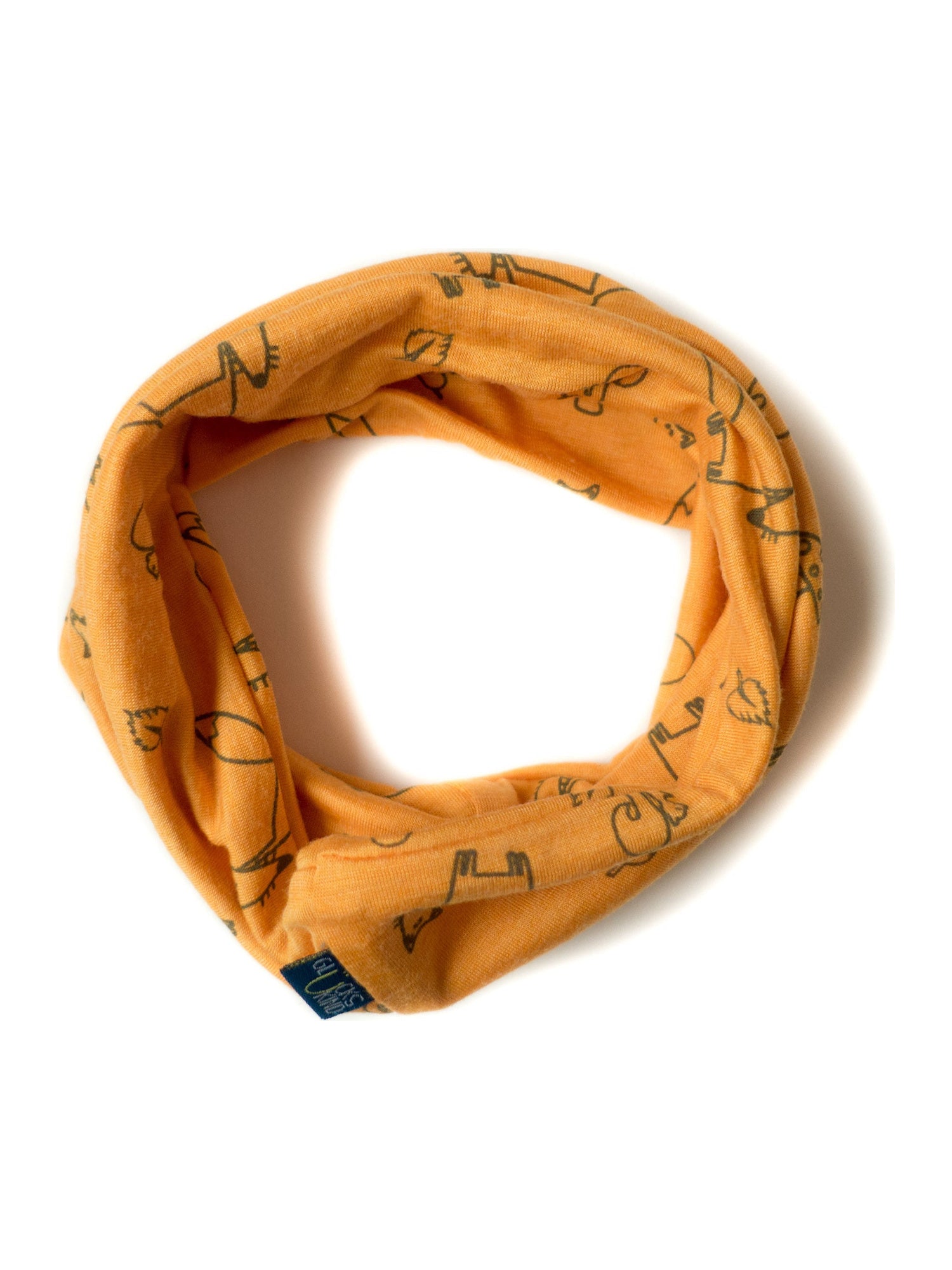 Glückskind Kinder-Loop sonnengelb Fuchs aus Merinowolle und Seide (bio/GOTS) - by heywool, Freisteller #ay