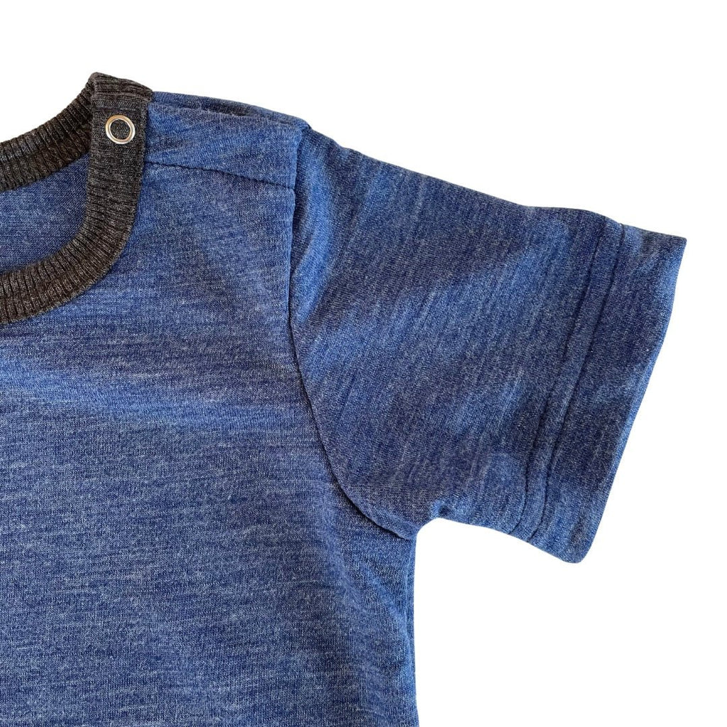 Body royal blau kurzarm, Merinowolle & Seide (bio/GOTS) - Glückskind - Body - 74-80