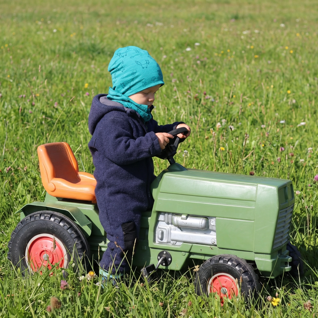 Haube smaragd Fuchs, Merinowolle & Seide (bio/GOTS)