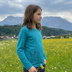 Shirt smaragd mit Luchs, Merinowolle & Seide (bio/GOTS)