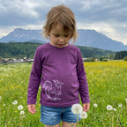 Shirt zwetschke mit Eichhörnchen, Merinowolle & Seide (bio/GOTS)