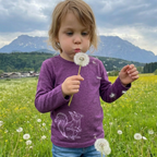 Shirt zwetschke mit Eichhörnchen, Merinowolle & Seide (bio/GOTS)