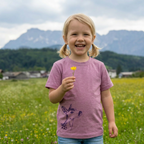 T-Shirt rose mit Reh, Merinowolle & Seide (bio/GOTS)