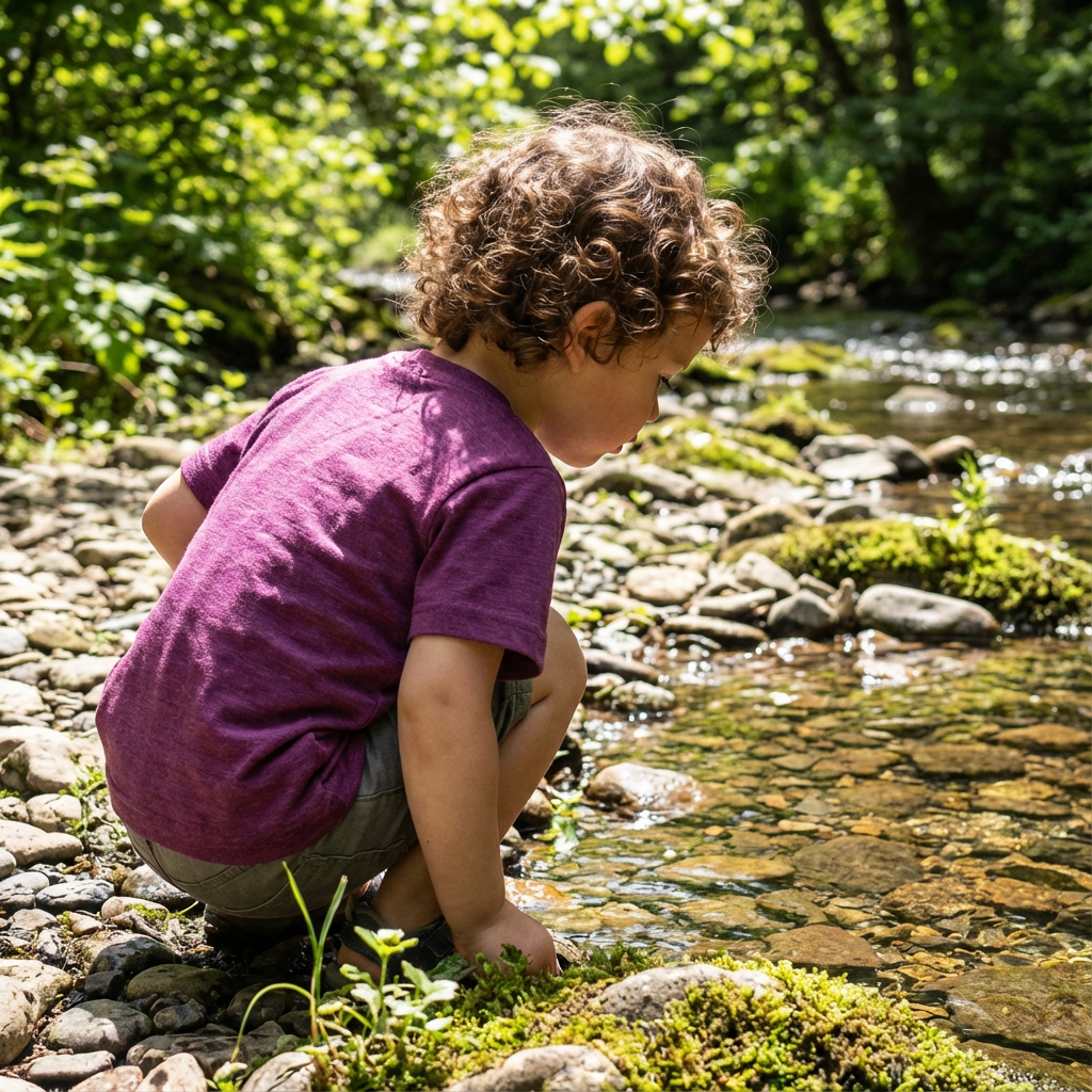 T-Shirt zwetschke mit Libelle, Merinowolle & Seide (bio/GOTS)