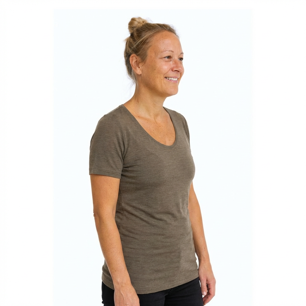 Women's T-shirt royal blue, merino wool &amp; silk (organic/GOTS)