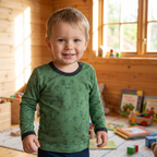 Shirt waldgrün Fuchs, Merinowolle & Seide (bio/GOTS)