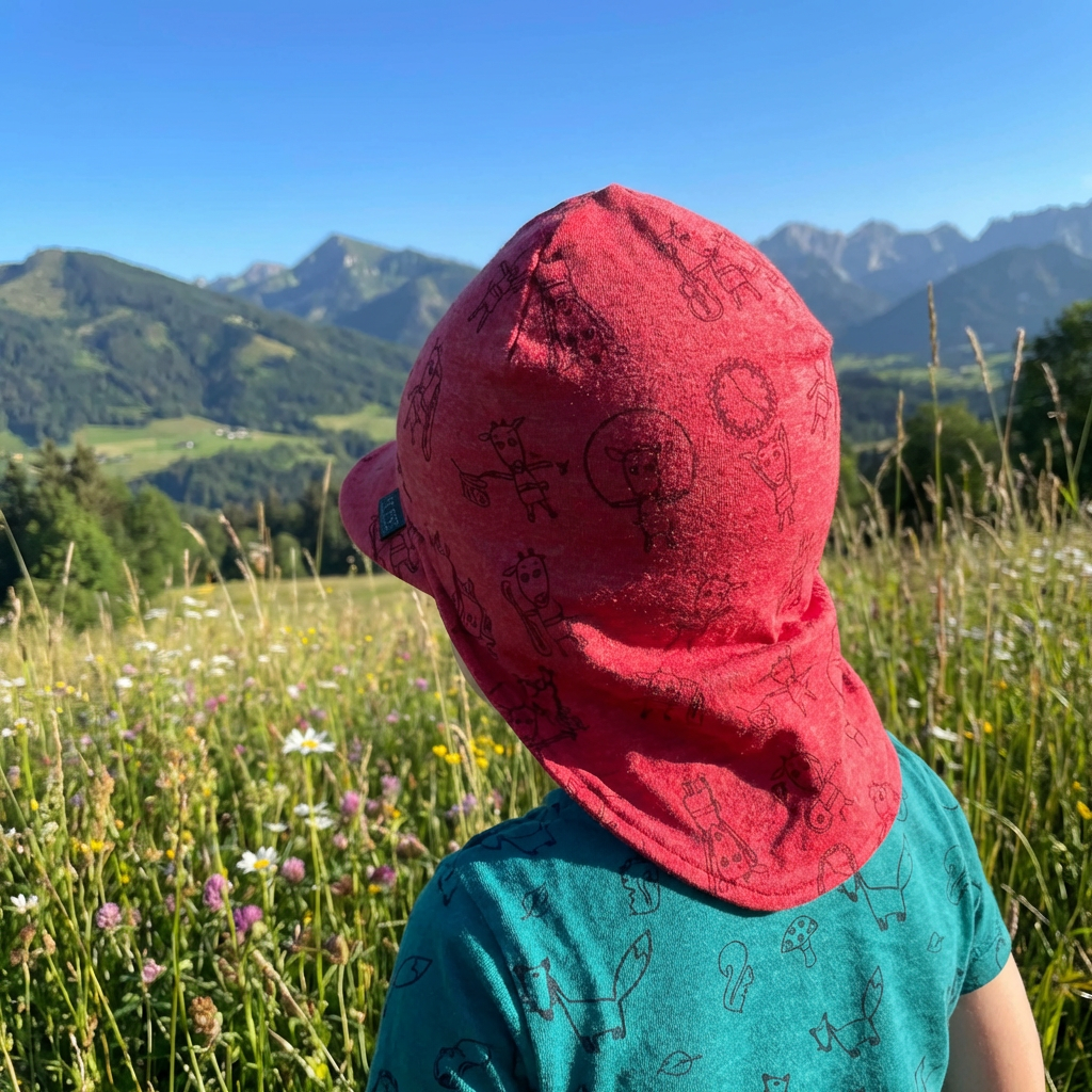 Sommerkappe himbeere Geißlein, Merinowolle & Seide (bio/GOTS)