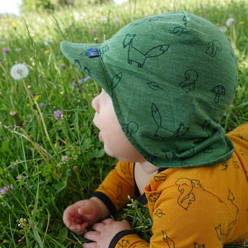 Summer cap | Merino wool & silk (organic / GOTS) - forest green