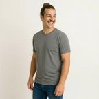 T-Shirt Herren fels grau, Merinowolle & Seide (bio/GOTS)