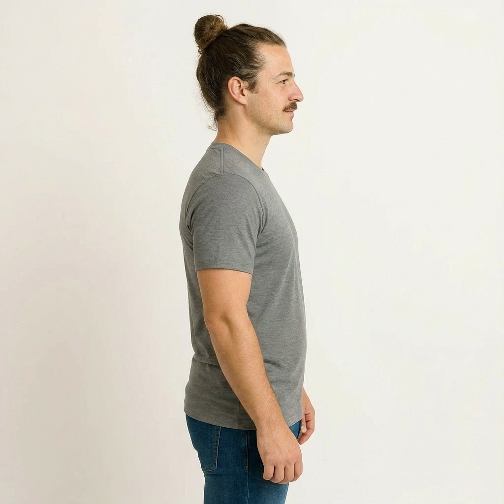 T-Shirt Herren fels grau, Merinowolle & Seide (bio/GOTS)