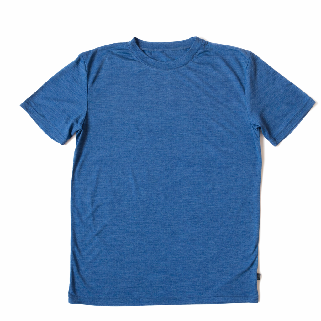 T-Shirt Herren royal blau, Merinowolle & Seide