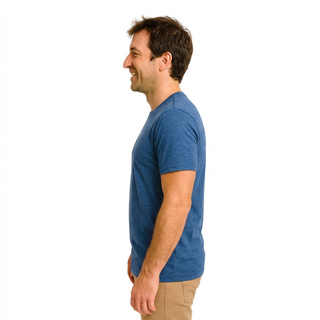 T-Shirt Herren royal blau, Merinowolle & Seide