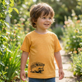 T-shirt sunny yellow with hedgehog, merino wool &amp; silk (organic/GOTS)